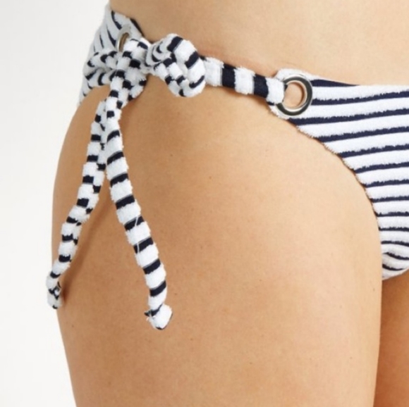 Mara Hoffman Navy and White Stripped Terry Cloth Bikini - Picture 2 of 3